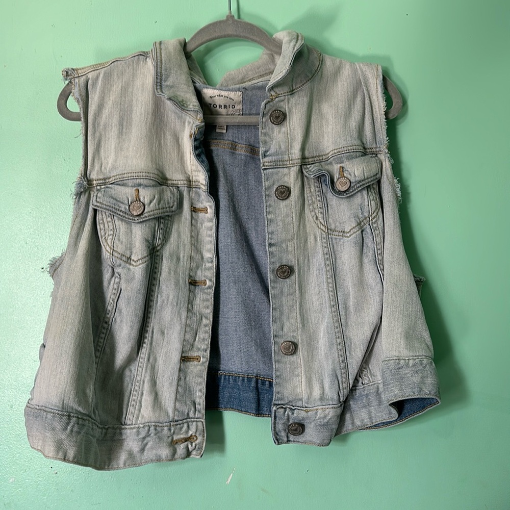torrid jean vest with studded skull